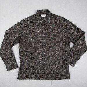 Hermes Shirt Mens 17 / 43 Brown Long Sleeve Button Up Abstract Made in France